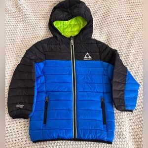 Gerry Black and Blue Puffer Jacket. Kids 5/6 size